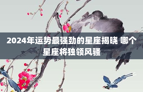 2024年运势最强劲的星座揭晓 哪个星座将独领***