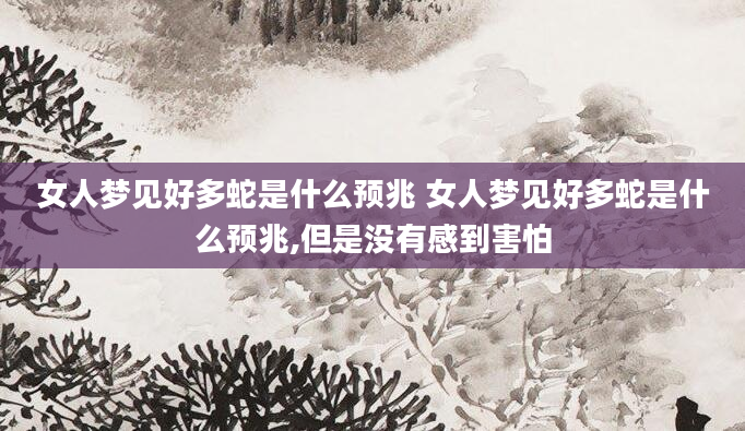 女人梦见好多蛇是什么预兆 女人梦见好多蛇是什么预兆,但是没有感到害怕