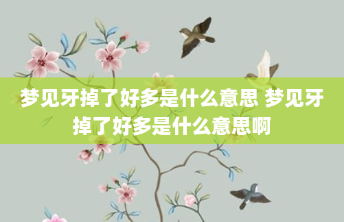 梦见牙掉了好多是什么意思 梦见牙掉了好多是什么意思啊
