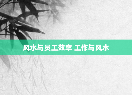 风水与员工效率 工作与风水
