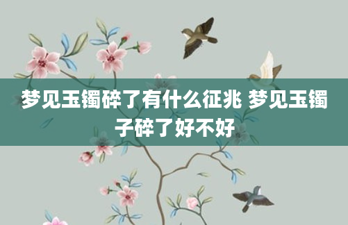梦见玉镯碎了有什么征兆 梦见玉镯子碎了好不好