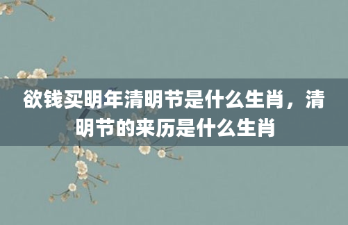 欲钱买明年清明节是什么生肖，清明节的来历是什么生肖