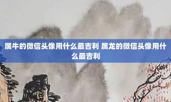 属牛的微信头像用什么最吉利 属龙的微信头像用什么最吉利