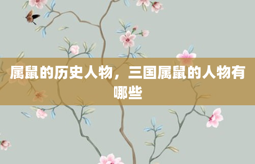 属鼠的历史人物，三国属鼠的人物有哪些