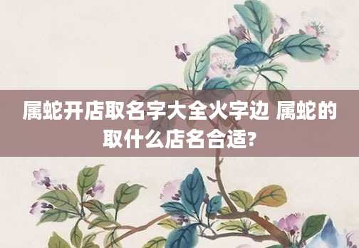 属蛇开店取名字大全火字边 属蛇的取什么店名合适?