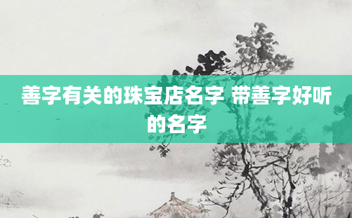 善字有关的珠宝店名字 带善字好听的名字