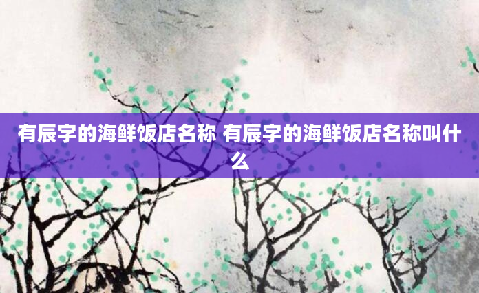有辰字的海鲜饭店名称 有辰字的海鲜饭店名称叫什么