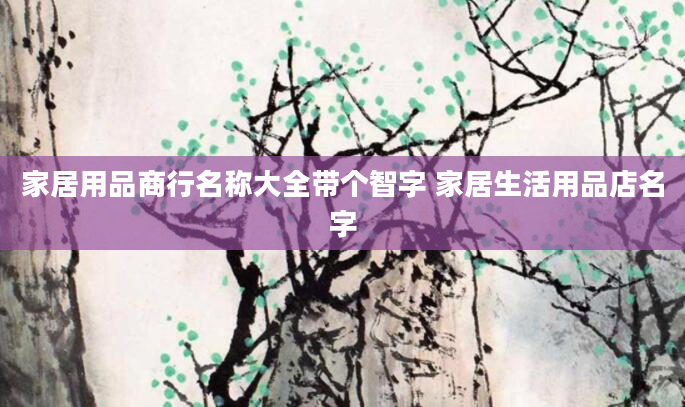 家居用品商行名称大全带个智字 家居生活用品店名字