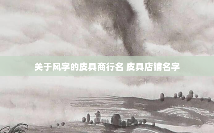 关于风字的皮具商行名 皮具店铺名字