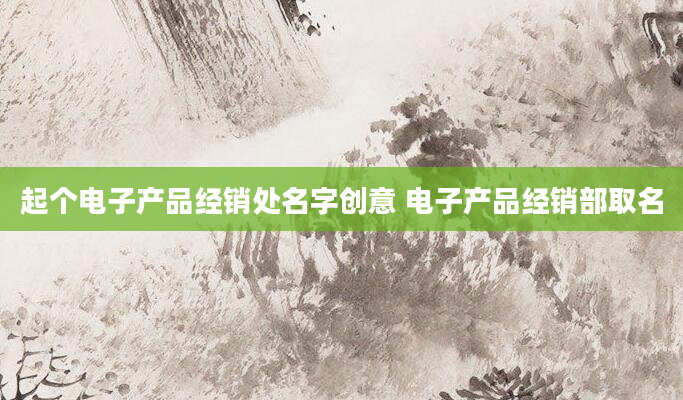 起个电子产品经销处名字创意 电子产品经销部取名