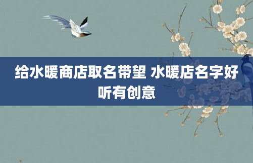 给水暖商店取名带望 水暖店名字好听有创意
