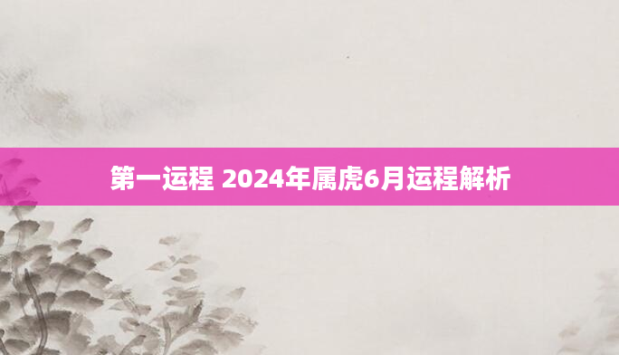 第一运程 2024年属虎6月运程解析