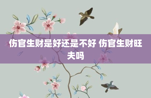伤官生财是好还是不好 伤官生财旺夫吗