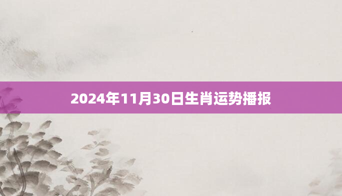 2024年11月30日生肖运势播报