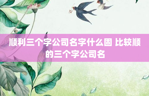 顺利三个字公司名字什么固 比较顺的三个字公司名