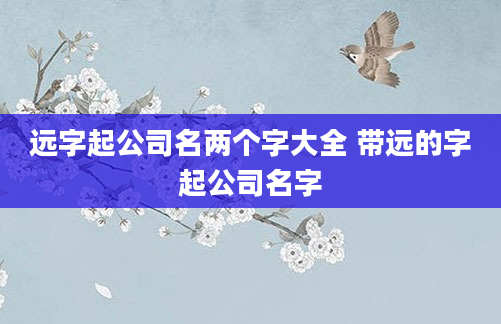 远字起公司名两个字大全 带远的字起公司名字