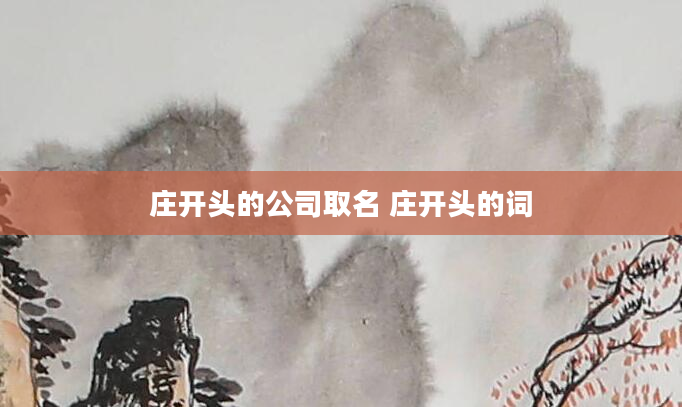 庄开头的公司取名 庄开头的词