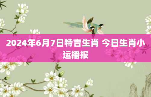 2024年6月7日特吉生肖 今日生肖小运播报