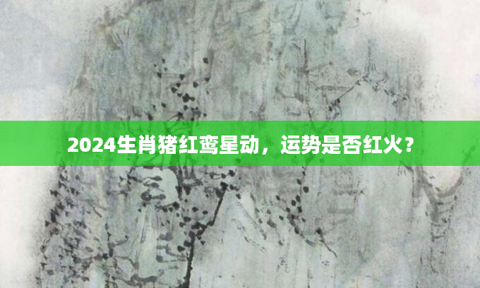 2024生肖猪红鸾星动，运势是否红火？