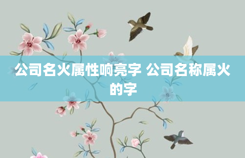 公司名火属性响亮字 公司名称属火的字