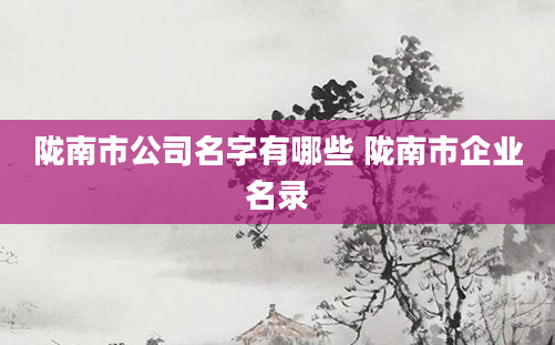 陇南市公司名字有哪些 陇南市企业名录