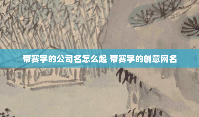 带赛字的公司名怎么起 带赛字的创意网名