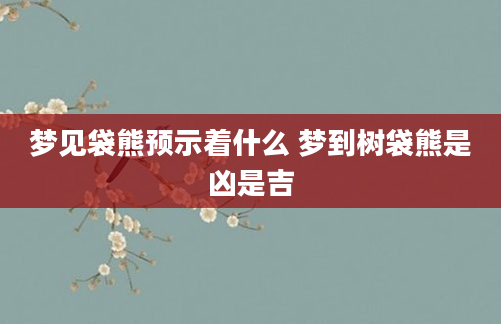 梦见袋熊预示着什么 梦到树袋熊是凶是吉