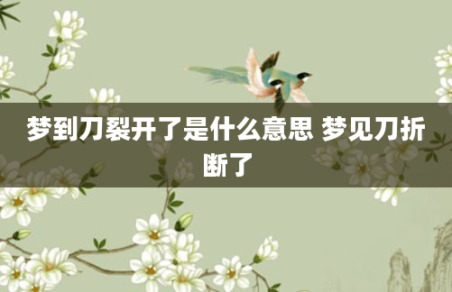 梦到刀裂开了是什么意思 梦见刀折断了