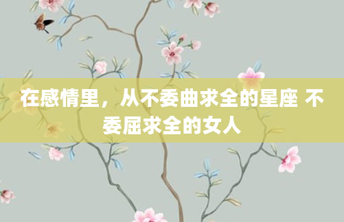 在感情里，从不委曲求全的星座 不委屈求全的女人