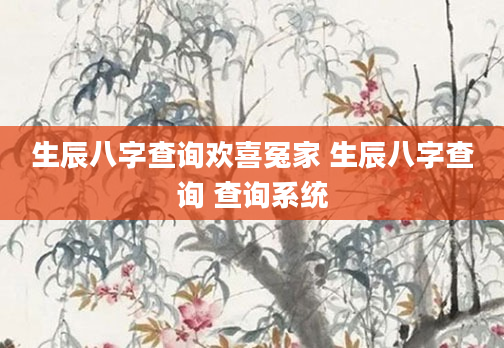 生辰八字查询欢喜冤家 生辰八字查询 查询系统