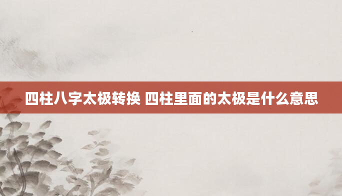 四柱八字太极转换 四柱里面的太极是什么意思