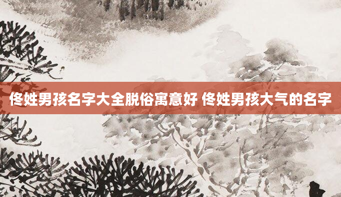 佟姓男孩名字大全脱俗寓意好 佟姓男孩大气的名字