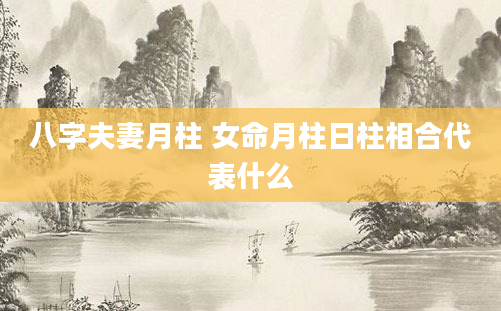 八字夫妻月柱 女命月柱日柱相合代表什么