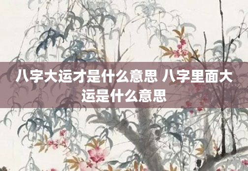 八字大运才是什么意思 八字里面大运是什么意思