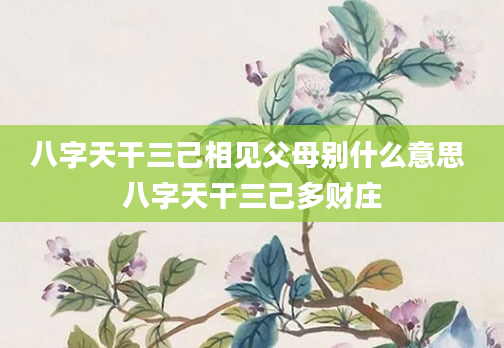 八字天干三己相见父母别什么意思 八字天干三己多财庄