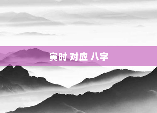 寅时 对应 八字