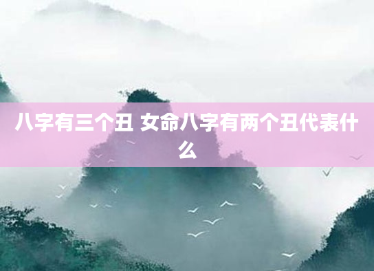 八字有三个丑 女命八字有两个丑代表什么