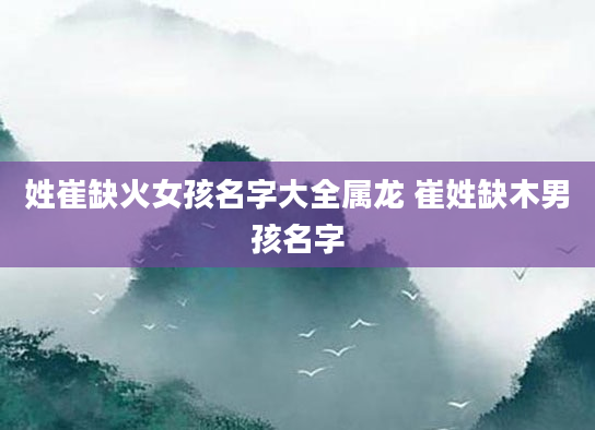 姓崔缺火女孩名字大全属龙 崔姓缺木男孩名字