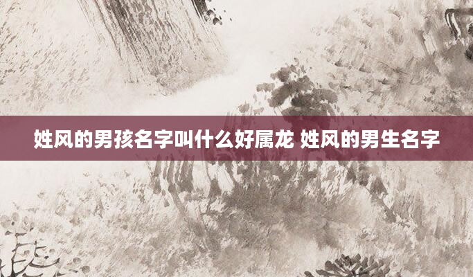 姓风的男孩名字叫什么好属龙 姓风的男生名字