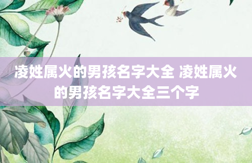 凌姓属火的男孩名字大全 凌姓属火的男孩名字大全三个字