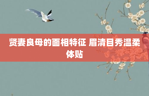 贤妻良母的面相特征 眉清目秀温柔体贴