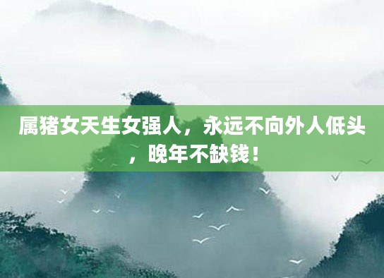 属猪女天生女强人，永远不向外人低头，晚年不缺钱！