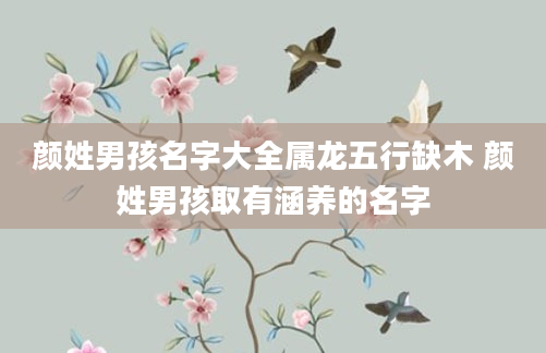 颜姓男孩名字大全属龙五行缺木 颜姓男孩取有涵养的名字
