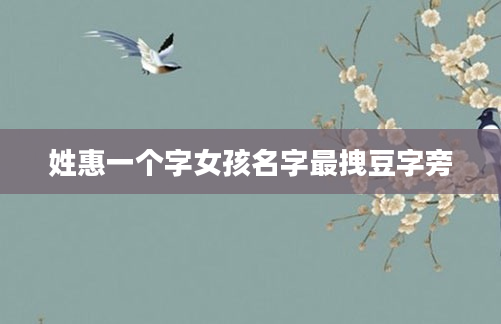 姓惠一个字女孩名字最拽豆字旁