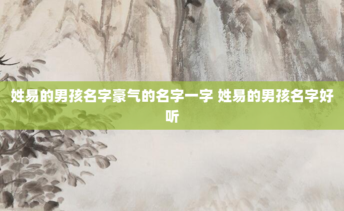 姓易的男孩名字豪气的名字一字 姓易的男孩名字好听