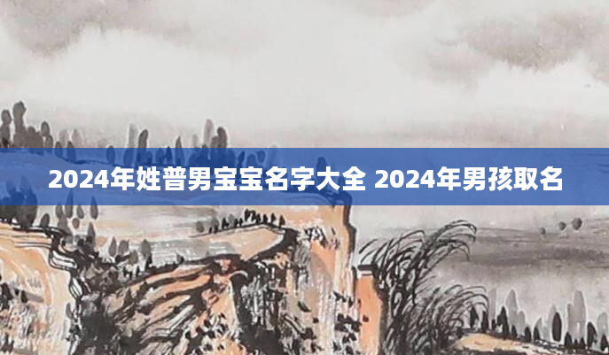 2024年姓普男宝宝名字大全 2024年男孩取名