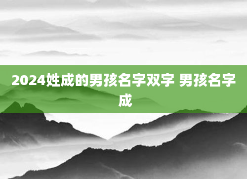 2024姓成的男孩名字双字 男孩名字 成