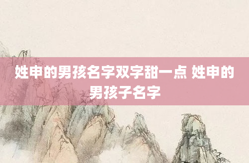 姓申的男孩名字双字甜一点 姓申的男孩子名字