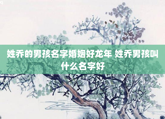 姓乔的男孩名字婚姻好龙年 姓乔男孩叫什么名字好