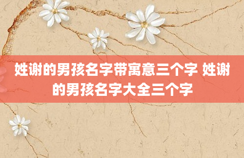 姓谢的男孩名字带寓意三个字 姓谢的男孩名字大全三个字